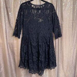 Shyanne Boot Barn Black Lace Overlay Boho‎ Western Mini Dress XL